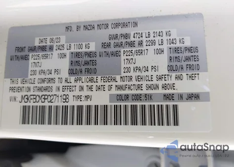 2023 Mazda Cx-5 2.5 S Preferred from USA, damaged, VIN JM3KFBCM3P0271198